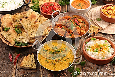 Assorted indian food Stock Photo