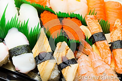 Assorted Japanese sushi Stock Photo