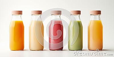 Assorted Juice Bottles with Cork Lids Stock Photo