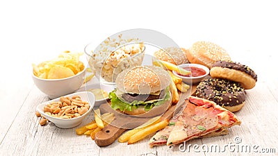 Assorted junk food Stock Photo