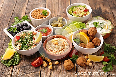 Assorted of lebanese dish, traditional food Stock Photo