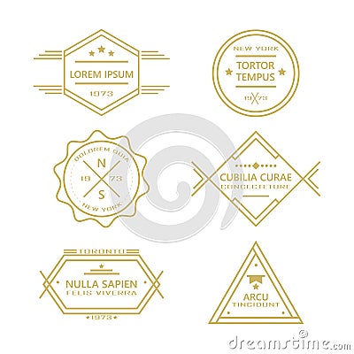 Assorted line vintage retro badges and labels collection Vector Illustration