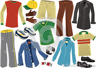 Assorted male clothing garments Vector Illustration