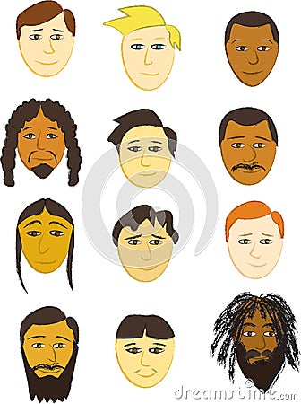 Assorted Male Faces Stock Photo