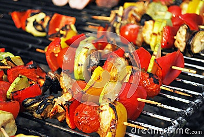 Assorted meat from chicken and pork and various vegetables Stock Photo