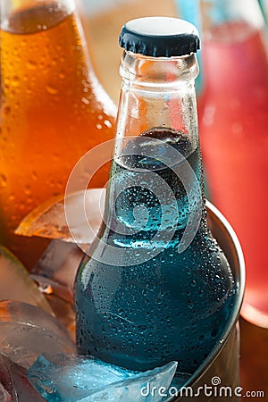 Assorted Organic Blue Craft Sodas Stock Photo