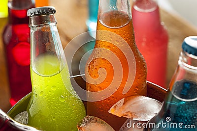 Assorted Organic Craft Sodas Stock Photo