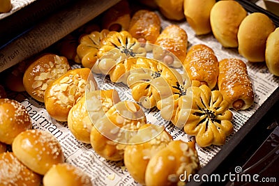 Assorted pastries in buffet Stock Photo