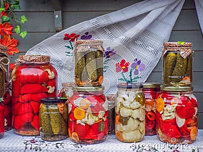 Assorted pickles traditional romanian Stock Photo