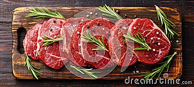 Assorted sliced raw asian wagyu beef for bbq chinese, japanese, and korean cuisines Stock Photo