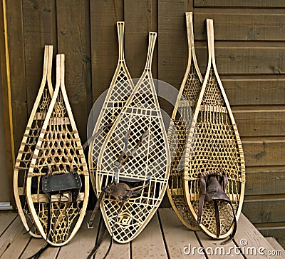 Assorted snowshoes Stock Photo