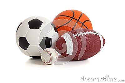 Assorted Sports Balls on White Stock Photo