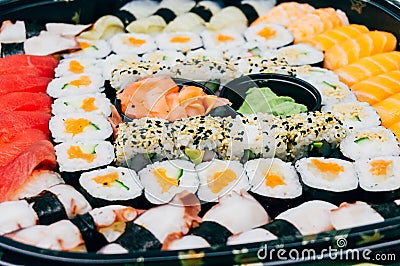 Assorted sushi plate Stock Photo