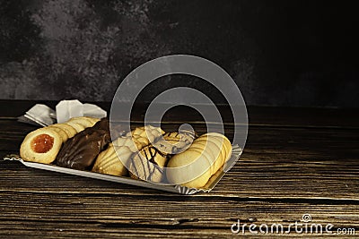 Assorted tea pastes on a tray Stock Photo