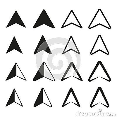 Assorted triangle icons collection. Navigation arrows set. Directional pointers variety. Vector illustration. EPS 10. Vector Illustration