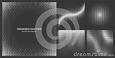 Assorted Various Contrast Halftone Hexagon Dot Texture Vector Pattern Background Vector Illustration