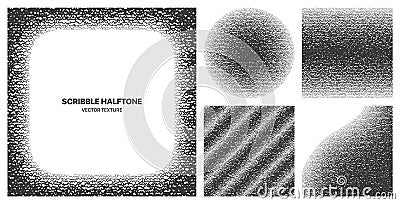 Assorted Various Hand Drawn Scribble Noise Halftone Subtle Texture Vector Set Vector Illustration