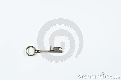 Assorted vintage antique door keys. Lot. On white background. Stock Photo