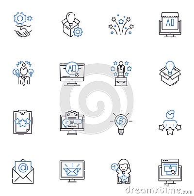 Assorting line icons collection. Sorting, Organizing, Classifying, Grouping, Arranging, Categorizing, Cataloging vector Vector Illustration