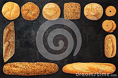 Assortment of baked bread Stock Photo