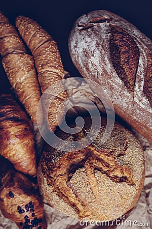 Assortment of baked bread. - Image Stock Photo