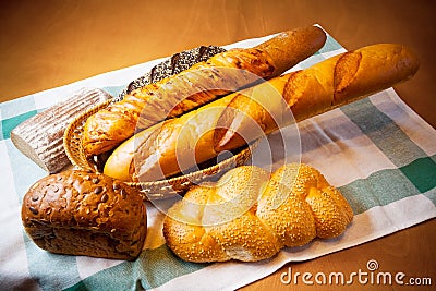 Assortment of baked bread Stock Photo