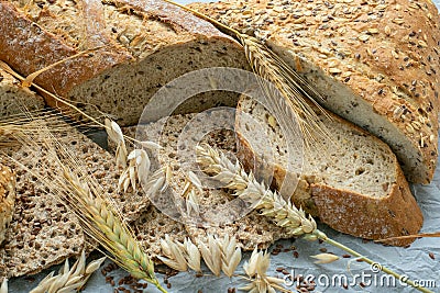 Assortment of baked goods on paper. Stock Photo