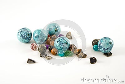 Turquoise, Malachite, Goldstone Beads Stock Photo