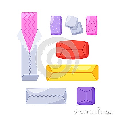 Assortment Of Chewing Gum Pads and Sticks with Different Flavors, For A Refreshing Burst Of Taste, Vector Illustration Vector Illustration