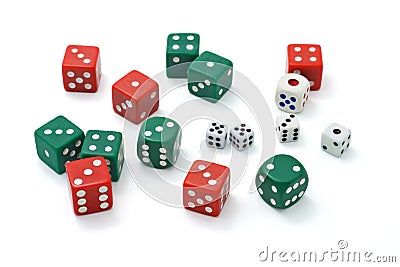 Assortment of colorful dice Stock Photo