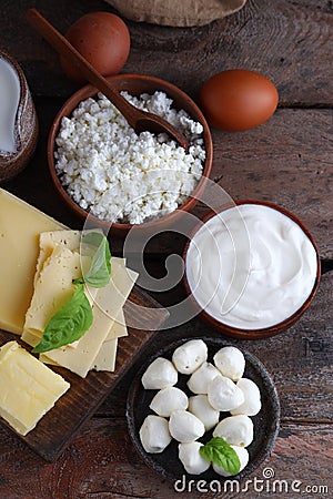 Assortment dairy products Stock Photo