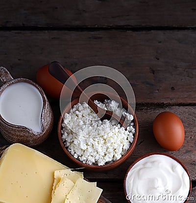 assortment dairy products cheese, milk Stock Photo