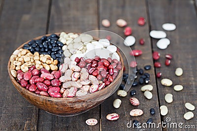 Assortment of different types of beans Stock Photo