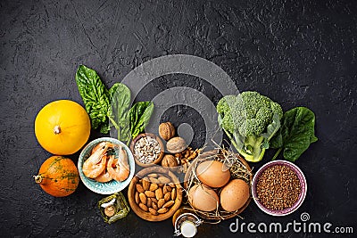 Assortment food sources of vitamin E Stock Photo