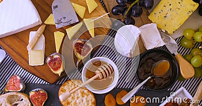 Assortment of French and British cheese Stock Photo