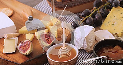 An assortment of French and British cheese Stock Photo