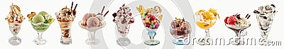 Assortment of ice-cream sundaes with copy space Stock Photo