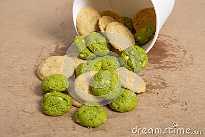 Assortment of mini cookies of various flavors Stock Photo