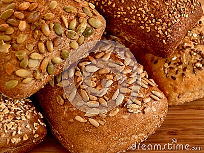 Assortment of multi-grain bread rolls Stock Photo