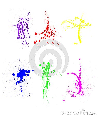 Assortment of paint splatters Stock Photo