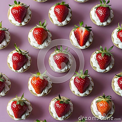 Assortment of petite treats crowned with fresh strawberries, complimentary download Stock Photo