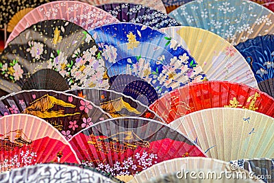 Assortment of random Japanese fans at a local market Stock Photo