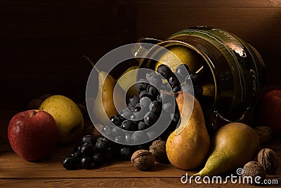 Assortment of several autumn fruits Stock Photo
