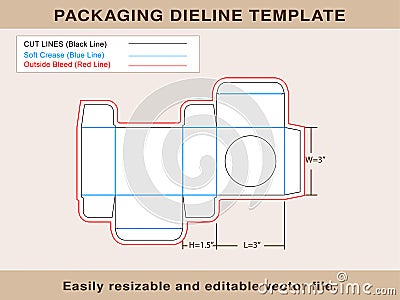 Assortment Soap Box, Round Window Display Box, Dieline Template Vector Illustration