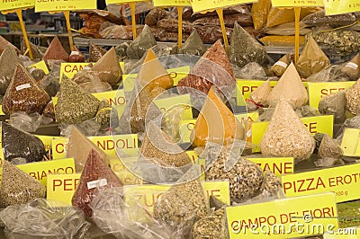 Assortment of spice in italian market Stock Photo