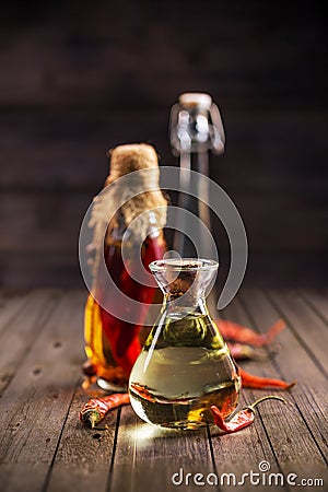 Assortment of spicy oils Stock Photo