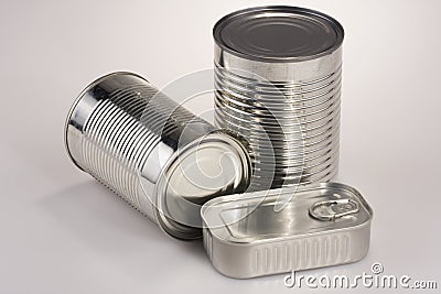 Assortment of Tin Can Stock Photo