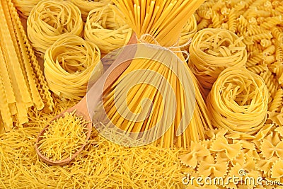 Assortment of uncooked Italian pasta Stock Photo