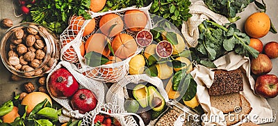 Assortment of vegan, vegetarian, balanced diet foods, wide composition Stock Photo