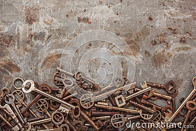 Assortment of vintage keys Stock Photo